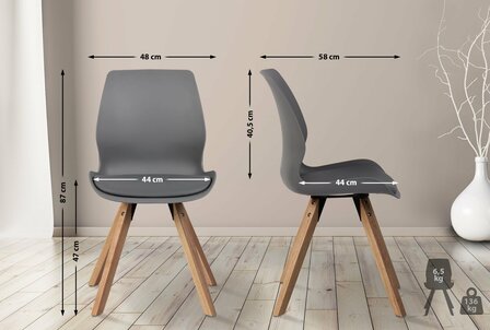 Set van 4 eetkamerstoelen Lanu grijs,Kunststof, Grijs