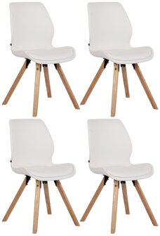 Set van 4 eetkamerstoelen Lanu wit,Kunstleer, Wit