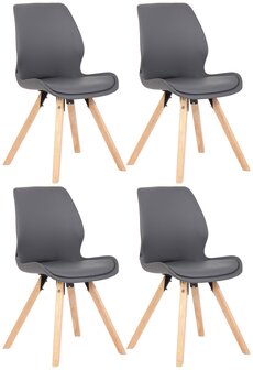 Set van 4 eetkamerstoelen Lanu grijs,Kunstleer, Grijs
