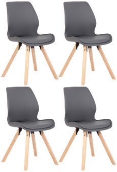 Set van 4 eetkamerstoelen Lanu grijs,Kunstleer, Grijs