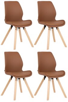 Set van 4 eetkamerstoelen Lanu licht bruin,Kunstleer, Bruin