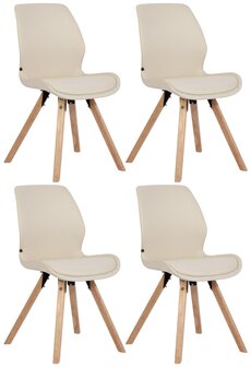 Set van 4 eetkamerstoelen Lanu Creme,Stof