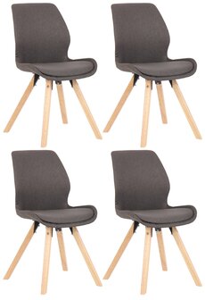 Set van 4 eetkamerstoelen Lanu donkergrijs,Stof, Grijs