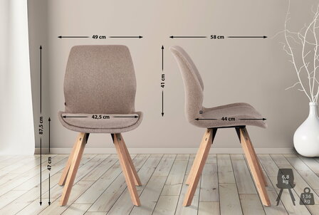 Set van 4 eetkamerstoelen Lanu Taupe,Stof