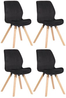 Set van 4 eetkamerstoelen Lanu zwart,Fluweel, Zwart