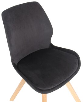 Set van 4 eetkamerstoelen Lanu zwart,Fluweel, Zwart