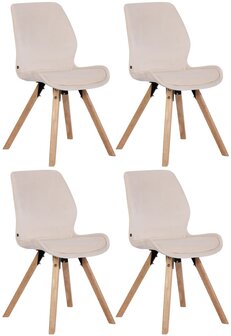 Set van 4 eetkamerstoelen Lanu Creme,Fluweel