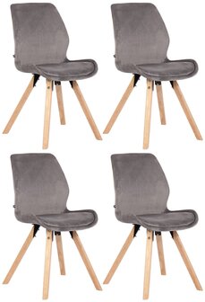 Set van 4 eetkamerstoelen Lanu grijs,Fluweel, Grijs