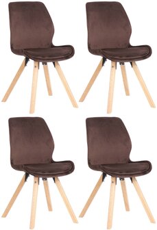 Set van 4 eetkamerstoelen Lanu bruin,Fluweel, Bruin