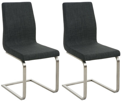 Set van 2 eetkamerstoelen Bolfert Stof donkergrijs, Grijs