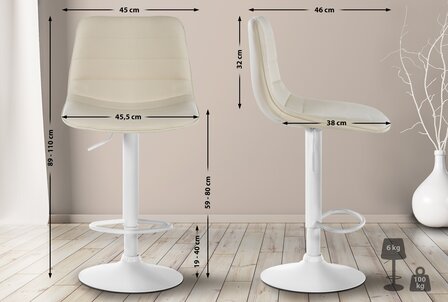 Lix Barkruk - Kunstleer Creme,wit