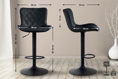 Set van 2 barkrukken Amme zwart,Kunstleer, Zwart