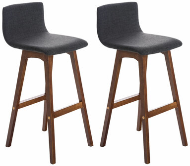 Set van 2 barkrukken Tuunas Stof donkergrijs,walnoot, Grijs