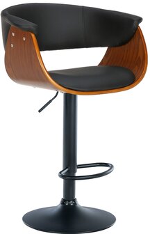 Barkruk Vastel walnoot/zwart,Kunstleer, Zwart