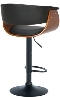 Barkruk Vastel walnoot/zwart,Kunstleer, Zwart