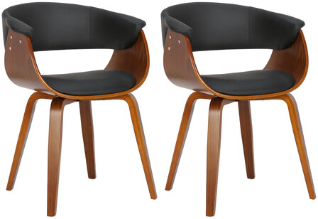 Set van 2 Brecu Eetkamerstoelen zwart, Zwart