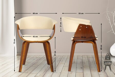 Set van 2 Brecu Eetkamerstoelen Creme