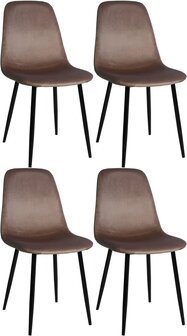 Set van 4 Nepiar eetkamerstoelen bruin,Fluweel, Bruin