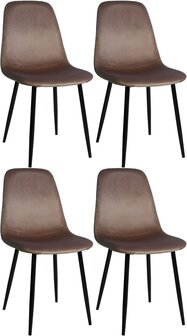 Set van 4 Nepiar eetkamerstoelen bruin,Fluweel, Bruin