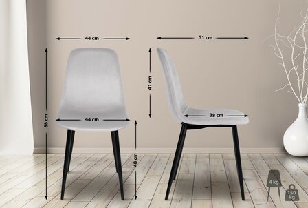 Set van 4 Nepiar eetkamerstoelen Creme,Fluweel