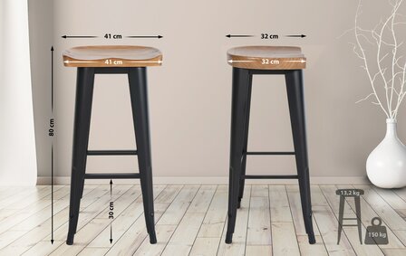 Barstoel Bermuda Rood, Zwart