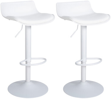 2-delige set barkrukken Oviera kunstleer, Wit
