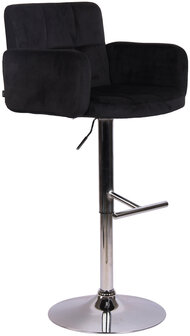 Barstoel Les Engalos Fluweel chroom, Zwart