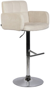 Barstoel Les Engalos Fluweel chroom, Creme