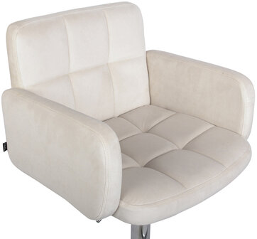Barstoel Les Engalos Fluweel chroom, Creme