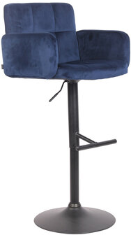 Barstoel Les Engalos Fluweel zwart, Blauw
