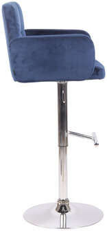 Barstoel Les Engalos Fluweel chroom, Blauw
