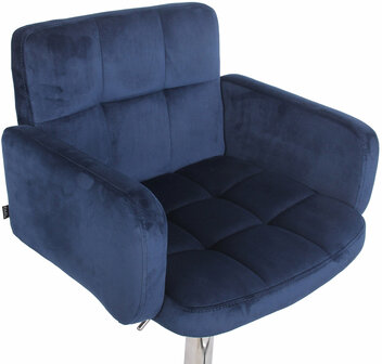 Barstoel Les Engalos Fluweel chroom, Blauw