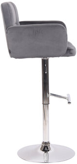 Barstoel Les Engalos Fluweel chroom, Grijs