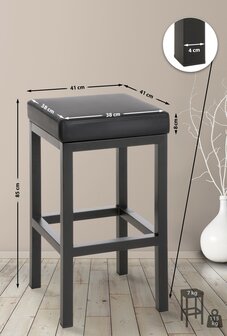 Barstoel Bermuda Rood, Zwart