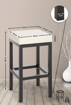 Barstoel Bermuda Rood, Creme