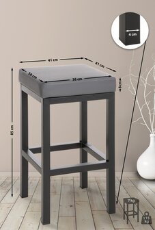 Barstoel Bermuda Rood, Grijs