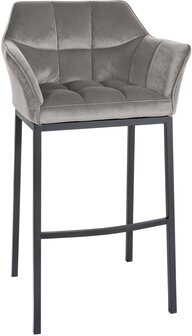 Barstoel Domasa B Fluweel met 4-poots frame, Grijs