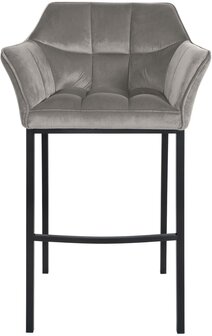 Barstoel Domasa B Fluweel met 4-poots frame, Grijs