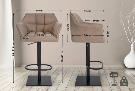 Barstoel Bermuda Rood, Taupe