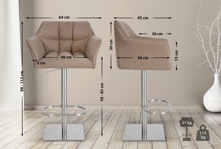 Barstoel Bermuda Rood, Taupe