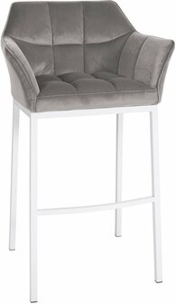 Barstoel Domasa W Fluweel met 4-poots frame, Grijs