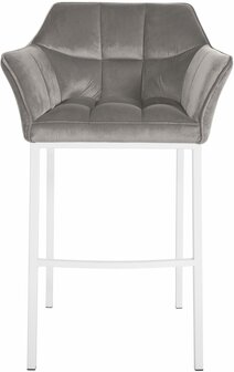 Barstoel Domasa W Fluweel met 4-poots frame, Grijs