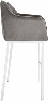 Barstoel Domasa W Fluweel met 4-poots frame, Grijs