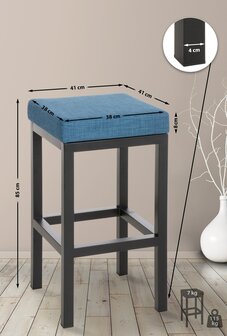 Barstoel Toylar B85 Stof, Blauw