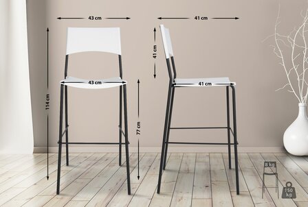 Barstoel Bermuda Rood, Wit