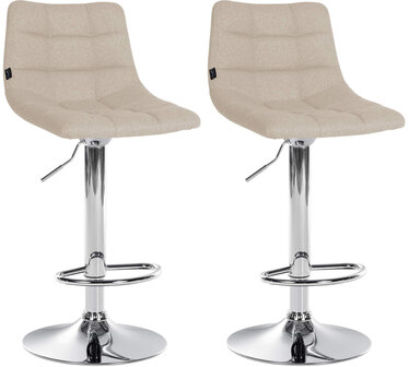 2-delige set barkruk Jirra stof chroom, Creme