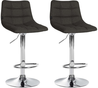 2-delige set barkrukken Jirra stof chroom, Grijs