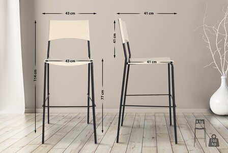Barstoel Bermuda Rood, Creme
