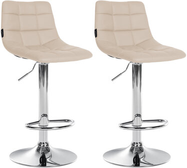 2-delige set barstoelen Jirra kunstleer chroom, Creme