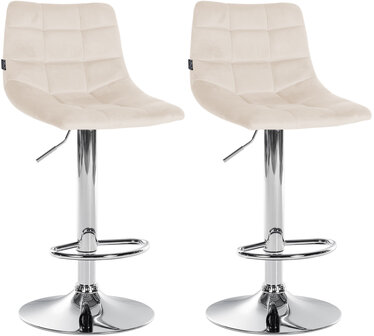 2-delige set barkruk Jirra fluweel chroom, Creme